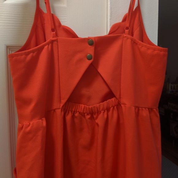 Neon orange, open back with two snap closure dress - Picture 2 of 3